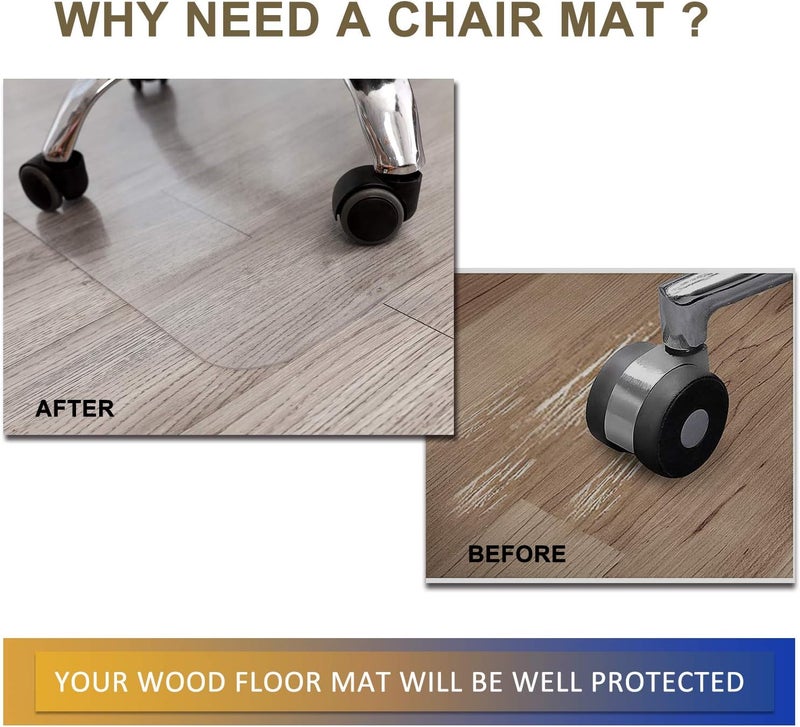 HOMEK Chair Mat for Hardwood Floor, 60”x 46” Office Chair Mat, Floor Mat for Office Chair, Clear Desk Chair Floor Mat for Computer Desk - Image 2
